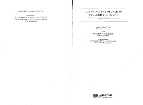 Counting the people in Hellenistic Egypt 1, Population Registers
