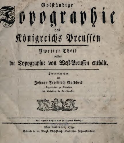 Vollständige Topographie des Königreichs Preussen, die Topographie von West-Preussen