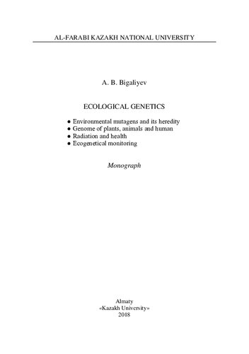 Ecological genetics: monograph