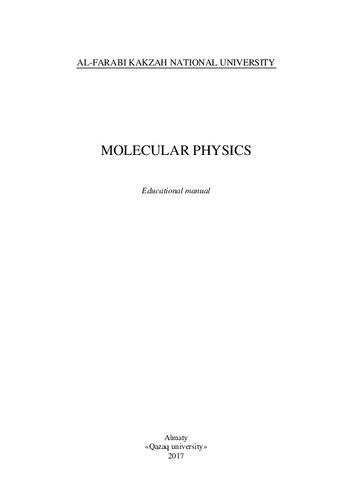 Molecular Physics: educational manual
