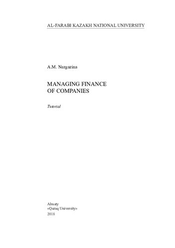 Managing Finance of Companies: tutorial