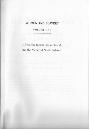 Women and Slavery, Volume One: Africa, the Indian Ocean World, and the Medieval North Atlantic