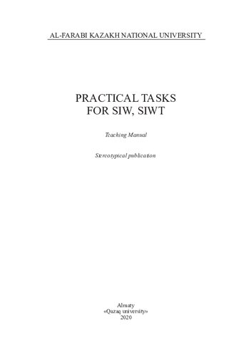 Practical tasks for SIW, SIWT: teaching manual