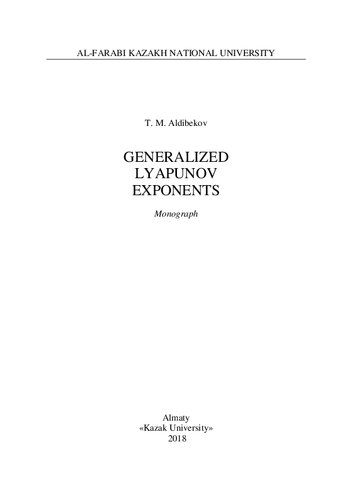 Generalized Lyapunov exponents: monograph