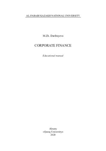 Corporate Finance: educational manual