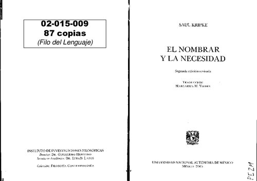 El Nombrar Y La Necesidad