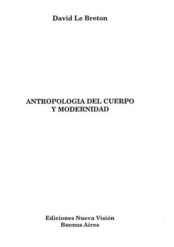 Antropología del cuerpo y modernidad