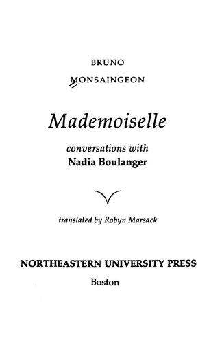 Mademoiselle : conversations with Nadia Boulanger