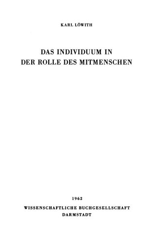 Das Individuum in der Rolle des Mitmenschen