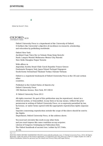 The Oxford Handbook of an­cient Iran