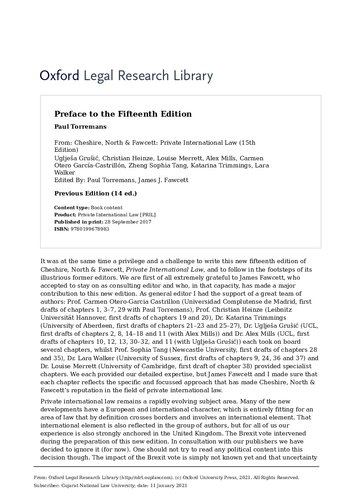 Cheshire, North & Fawcett: Private International Law