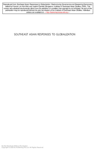 Southeast Asian responses to globalization : restructuring governance and deepening democracy