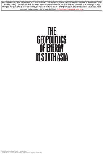 Geopolitics of Energy in South Asia