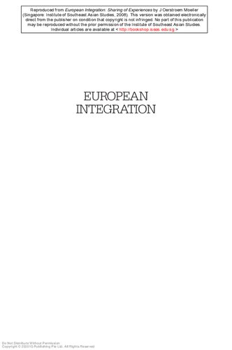 European integration : sharing of experiences