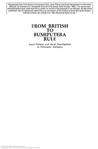 From British to bumiputera rule : local politics and rural development in Peninsular Malaysia