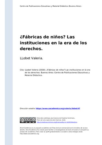 ¿Fábricas de niños? Las instituciones en la era de los derechos