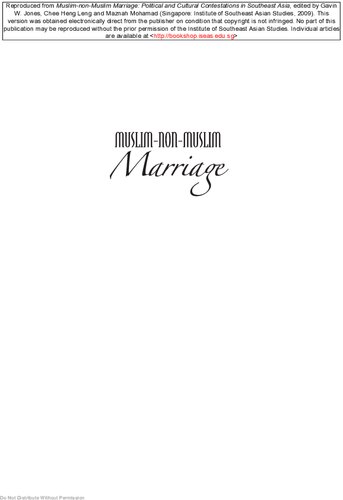 Muslim-non-Muslim marriage : political and cultural contestations in Southeast Asia