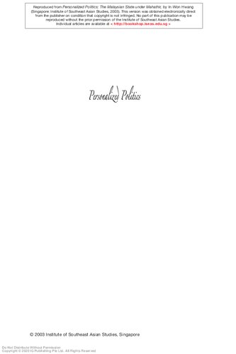 Personalized politics : the Malaysian state under Mahathir