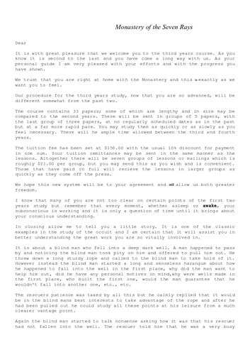 Monastery of the Seven Rays Third Year Course: Esoteric Engineering