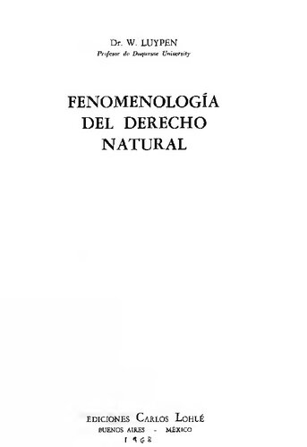 Fenomenologia Del Derecho Natural