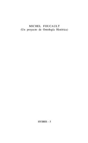 Michel Foucault: un proyecto de ontologia historica