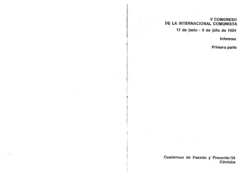 V Congreso De la Internacional Comunista - I Parte
