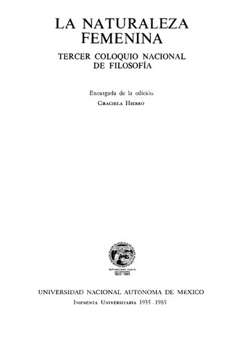 La naturaleza femenina. Tercer coloquio nacional de filosofía