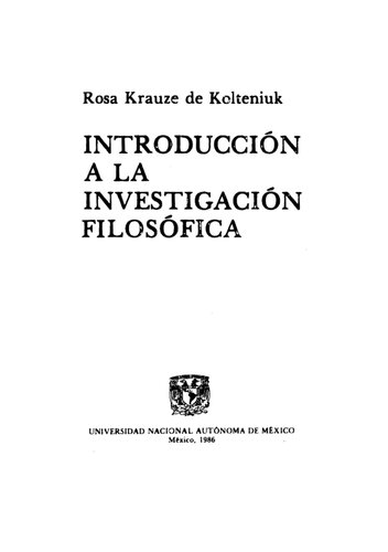 Introducción a la investigación filosófica