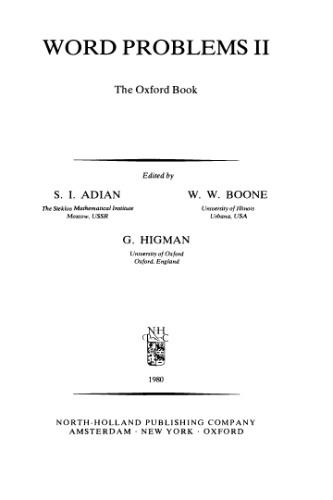 Word Problems II: The Oxford Books. Proceedings Oxford, 1976