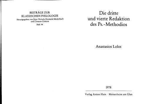 Die dritte und vierte redaktion des Ps.-Methodios