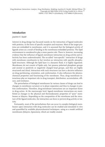 Drug-Membrane Interactions: Analysis, Drug Distribution, Modeling