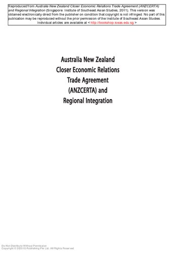 Australia New Zealand Closer Economic Relations Trade Agreement (ANZCERTA) and regional integration
