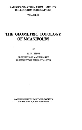 The geometric topology of 3-manifolds