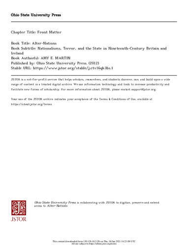 Alter-nations : nationalisms, terror, and the state in nineteenth-century Britain and Ireland