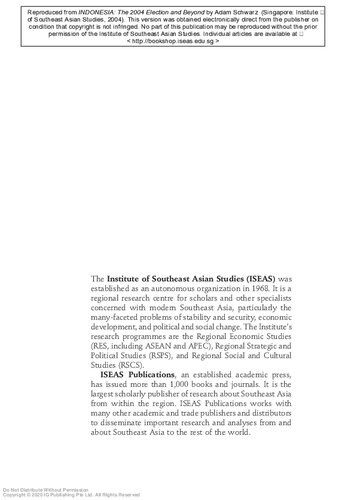 Indonesia: the 2004 election and beyond