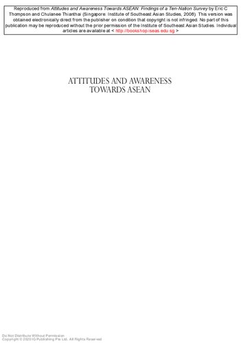 Attitudes and Awareness Towards ASEAN: Findings of a Ten-Nation Survey