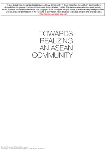 Towards realizing an ASEAN community : a brief report on the ASEAN Community Roundtable