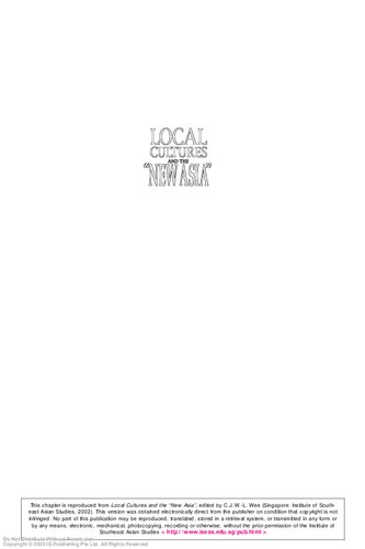 Local cultures and the ¿7Fnew Asia" : the state, culture, and capitalism in Southeast Asia