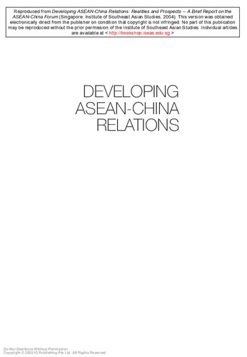 Developing ASEAN-China relations: realities and prospects: a brief report on the ASEAN-China Forum