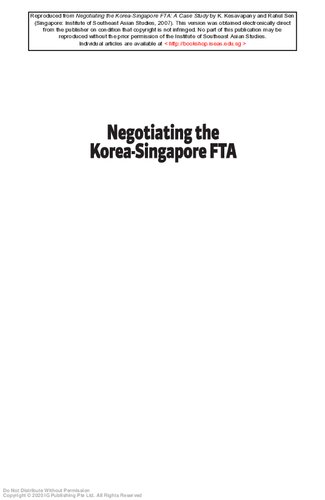 Negotiating the Korea-Singapore FTA : a case study
