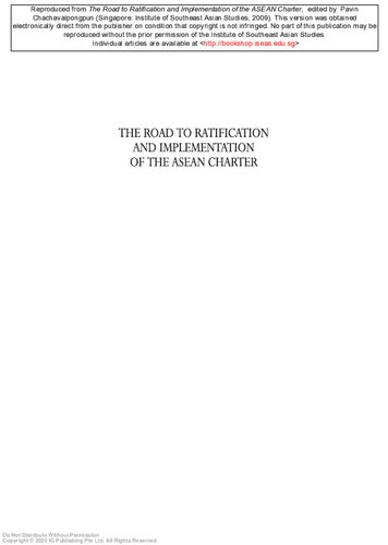 The Road to Ratification and Implementation of the ASEAN Charter