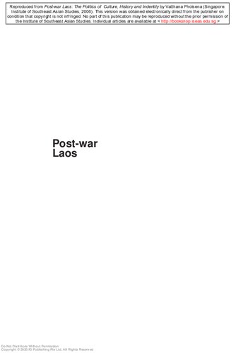 Post-war Laos : the politics of culture, history and identity