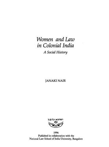 Women and law in colonial India : a social history