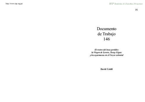 El rostro del inca perdido. La Virgen de Loreto, Tocay Cápac y los ayamarcas en el Cuzco colonial