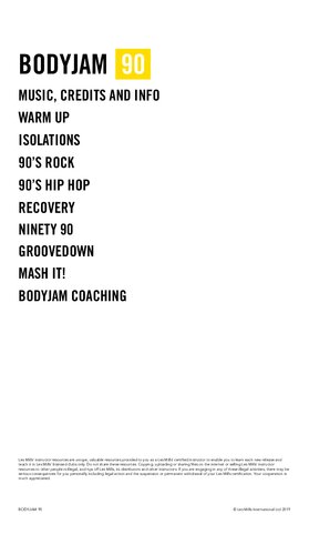 Lesmills Bodyjam Instructor booklet Release 90 90’s