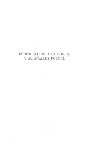 Introduccion A La Logica Y Al Analisis Formal