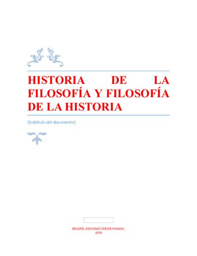 Historia de la filosofía y filosofía de la historia