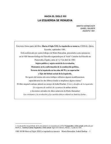 Hacia El Siglo XXI La Izquierda Se Renueva
