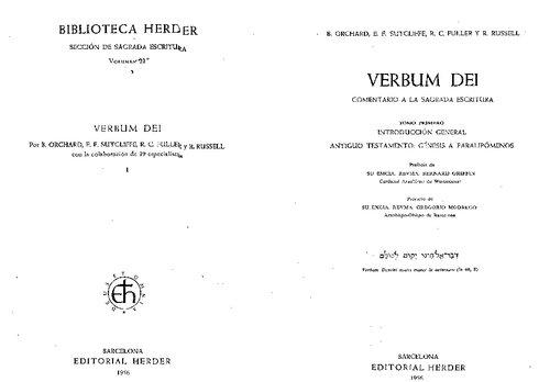 Verbum Dei: comentario a la Sagrada Escritura. Tomo 1: Introducción general. Antiguo Testamento: Génesis a Paralipomenos