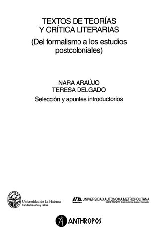 Textos De Teorias Y Critica Literarias